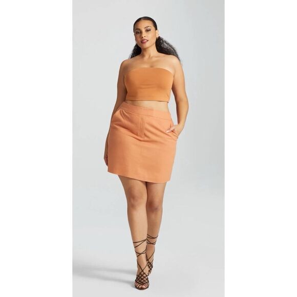 Gabrielle Union X FTF High-Waist Linen Tailored Mini Skirt - Picture 1 of 10